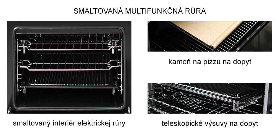 smaltovaná multifunkčná rúra - ENFASI All Black, š 90 cm, 1 rúra, sklo